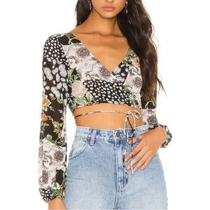 Revolve Superdown Myla Wrap Top Multi-floral
